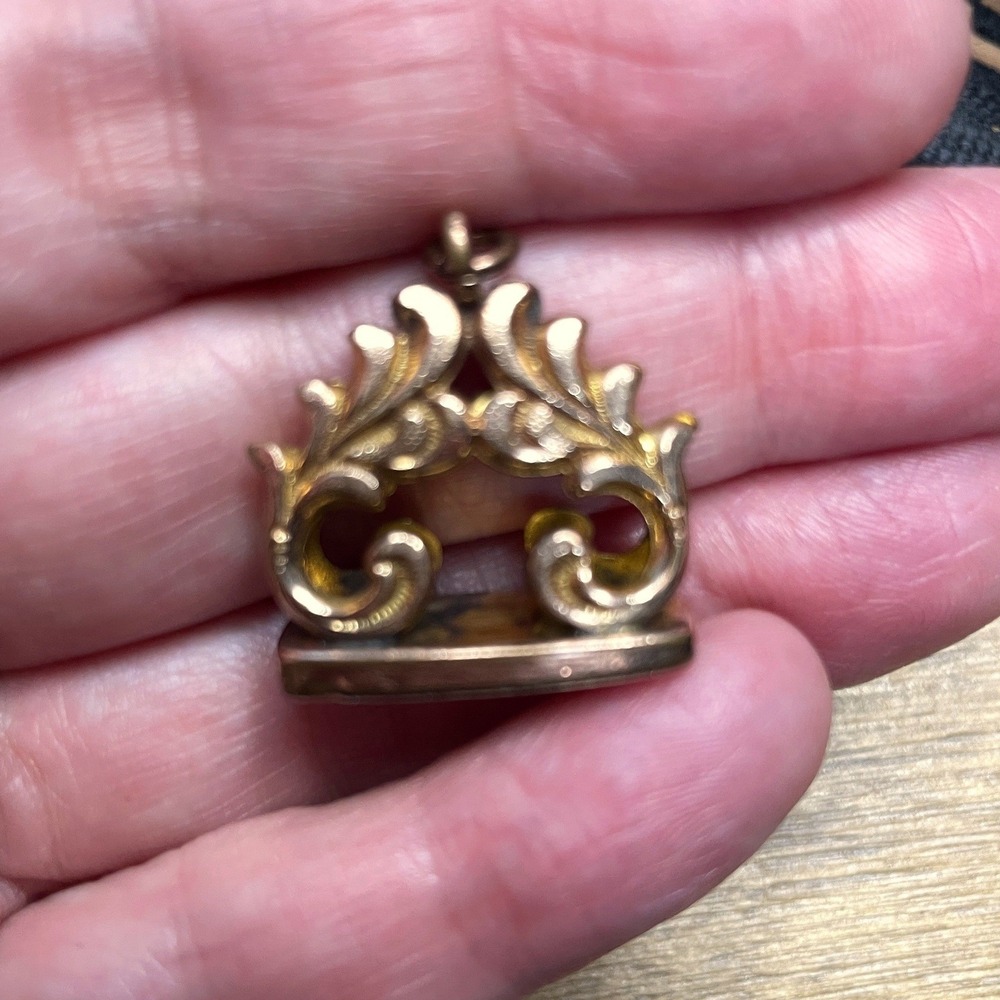 Rose Gold Tone Victorian Filigree Acanthus Pocket Watch Fob